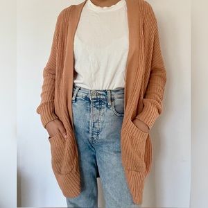 Coral/Light Pink Knit Cardigan